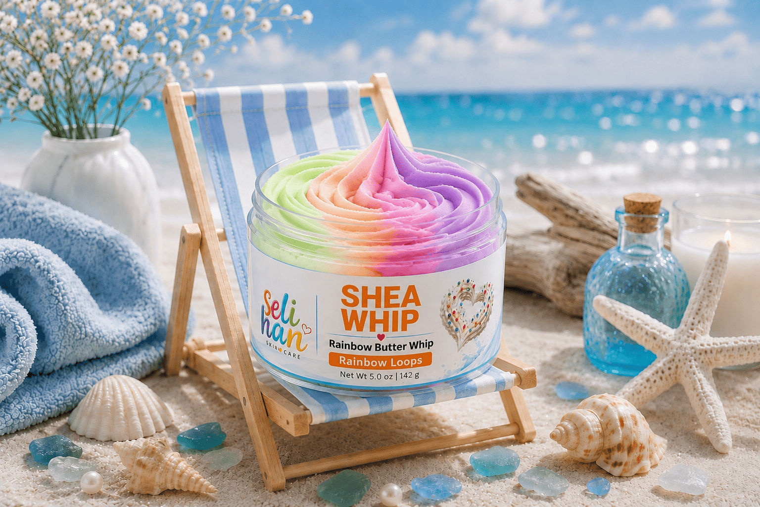 Shea Whip Body Butter Cream - Rainbow Loops - Seli Han Skincare 
